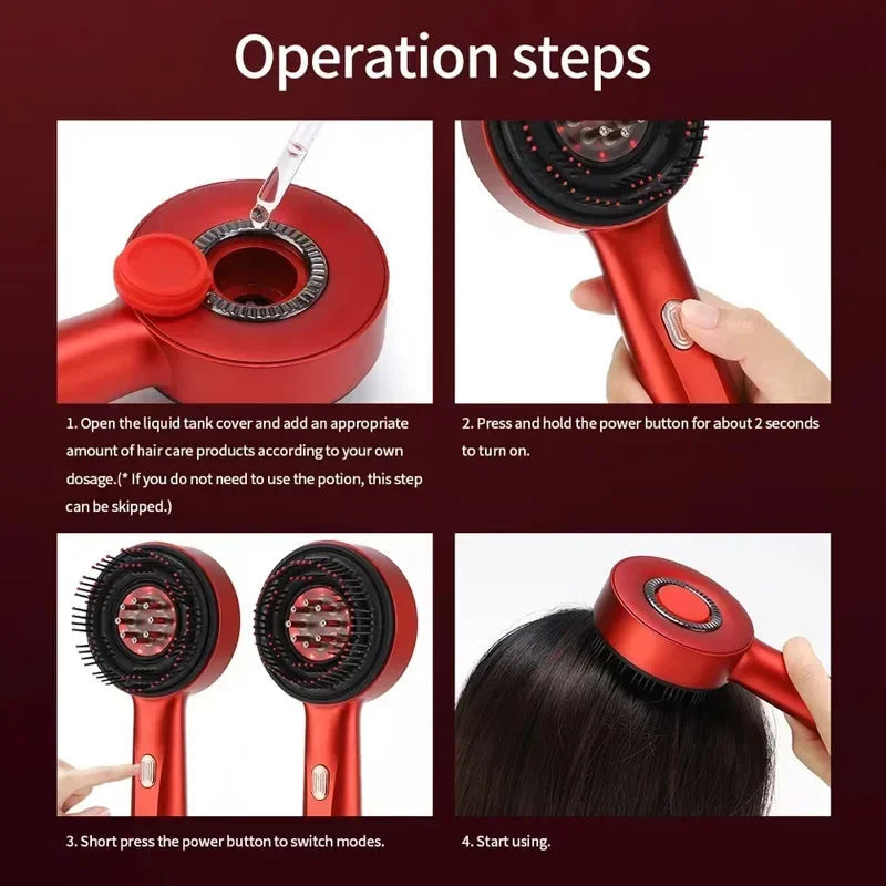 Brosse de Massage Capillaire à Lumière Rouge – Traitement Intégral du Cuir Chevelu