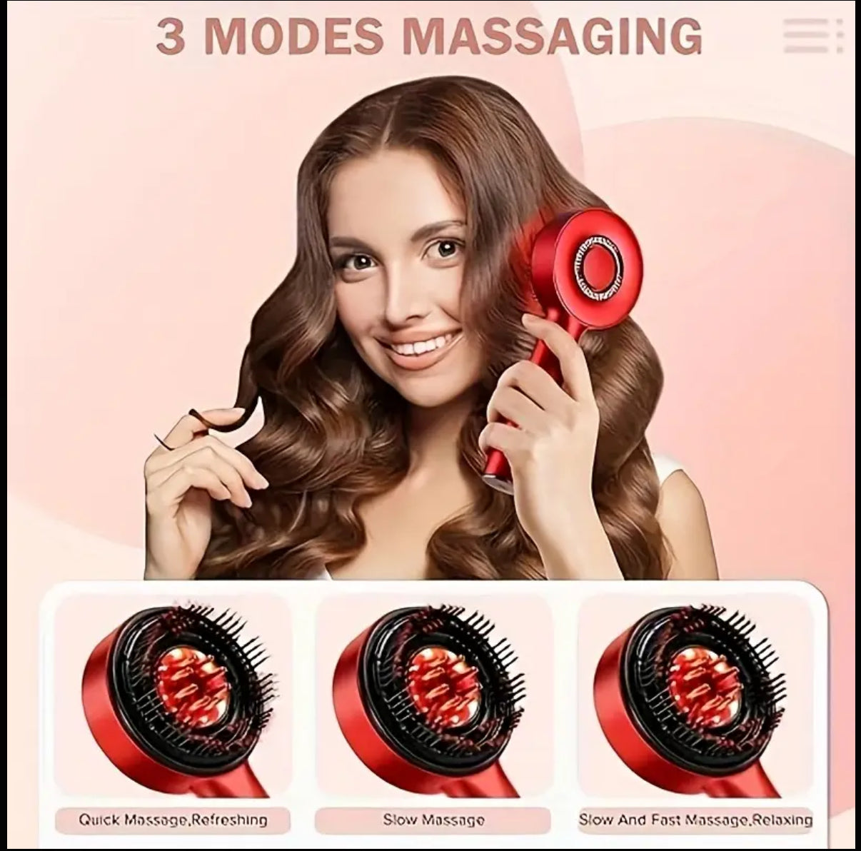 Brosse de Massage Capillaire à Lumière Rouge – Traitement Intégral du Cuir Chevelu